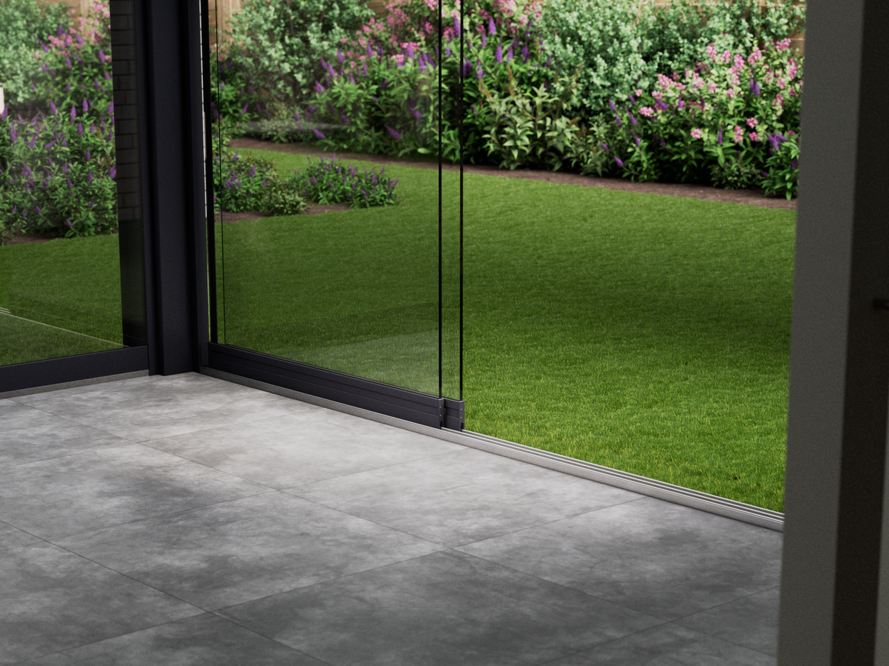Glasschiebewand | 3-Schienen | 2x90cm | bis 1780mm breit