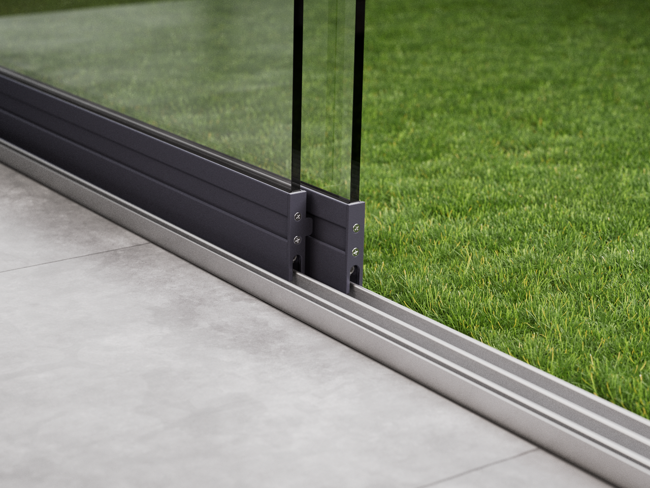 Glasschiebewand | 3-Schienen | 2x90cm | bis 1780mm breit