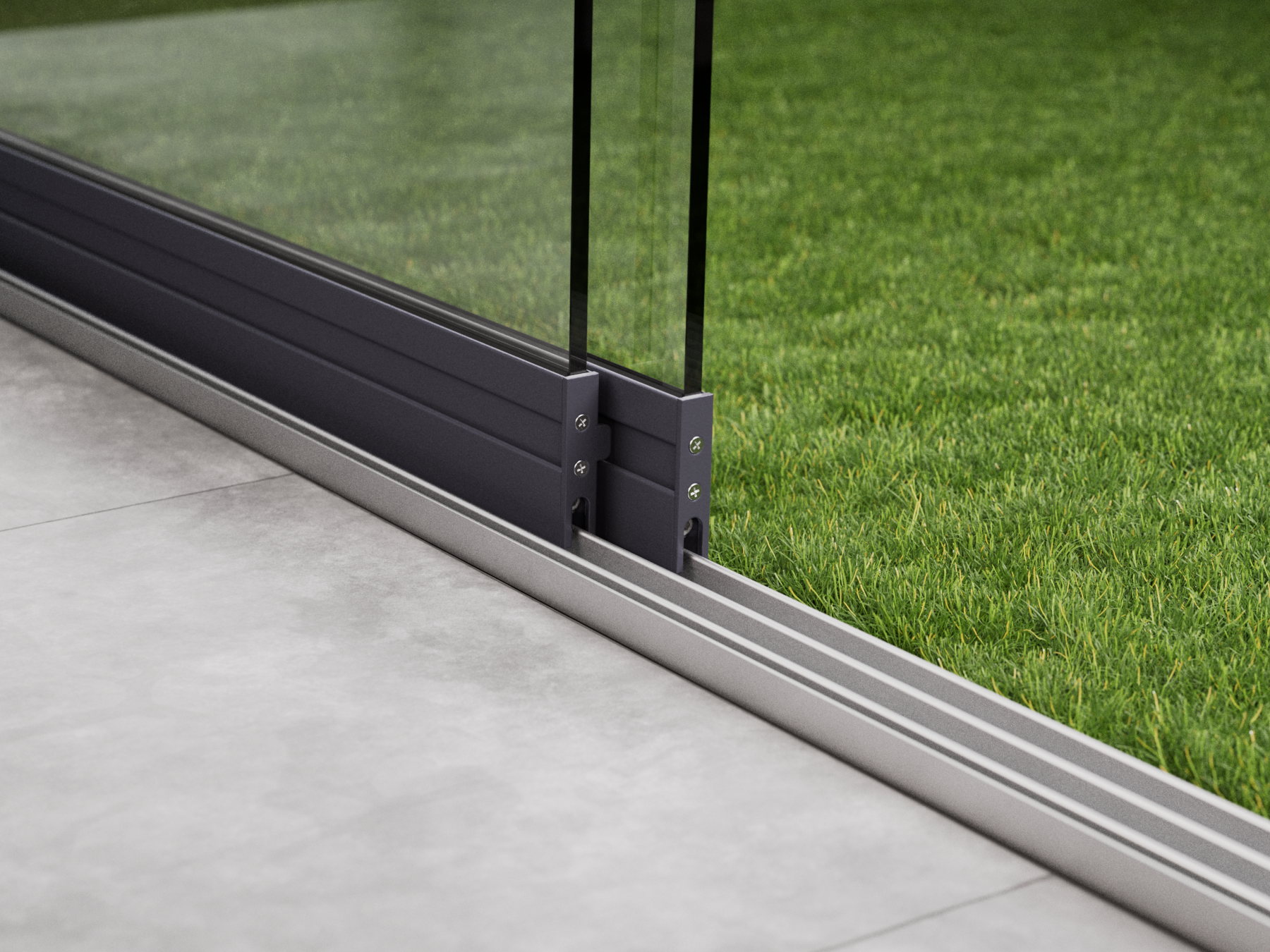 Glasschiebewand | 3-Schienen | 2x90cm | bis 1780mm breit