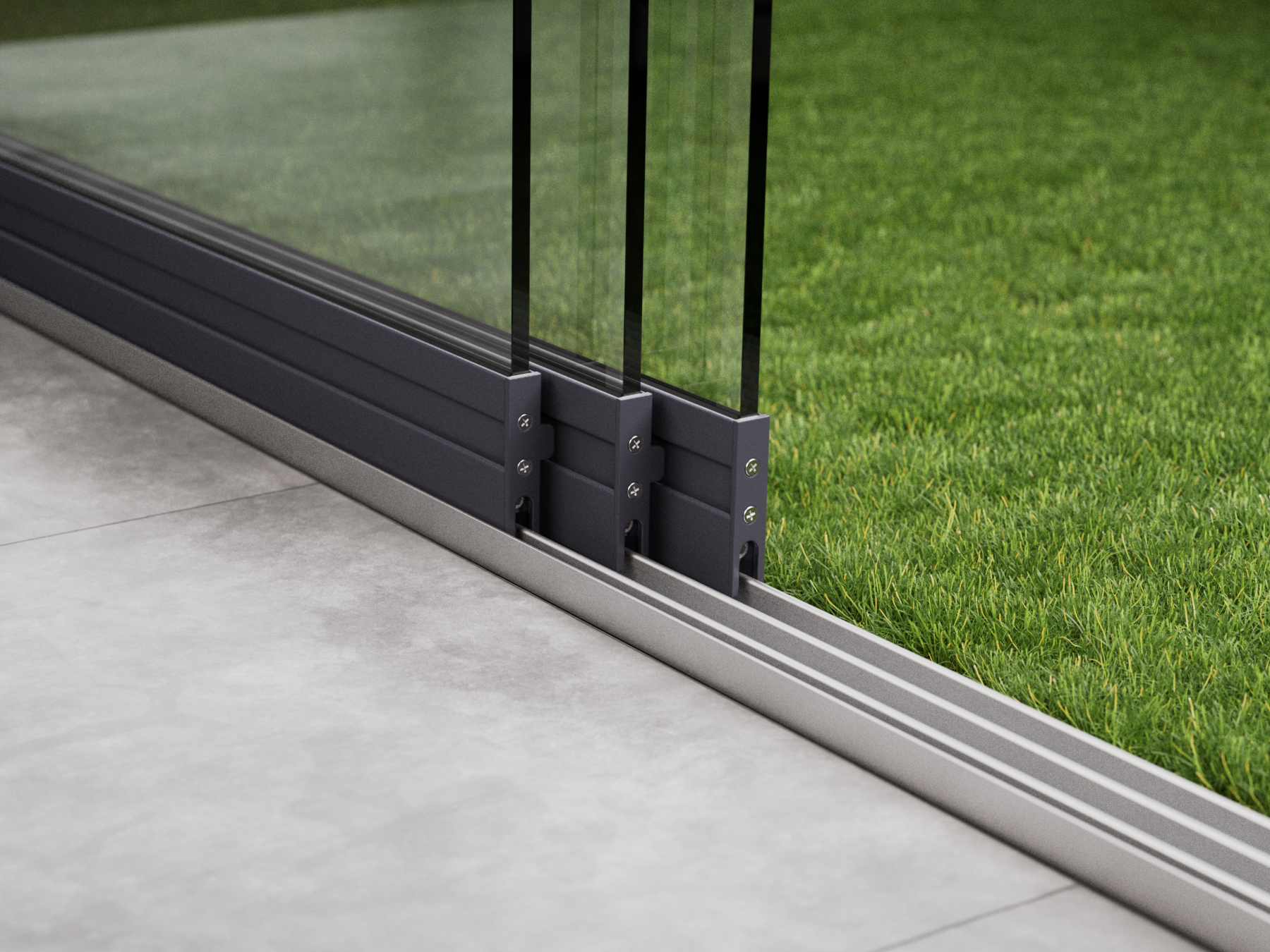 Glasschiebewand | 3-Schienen | 3x90cm | bis 2660mm breit