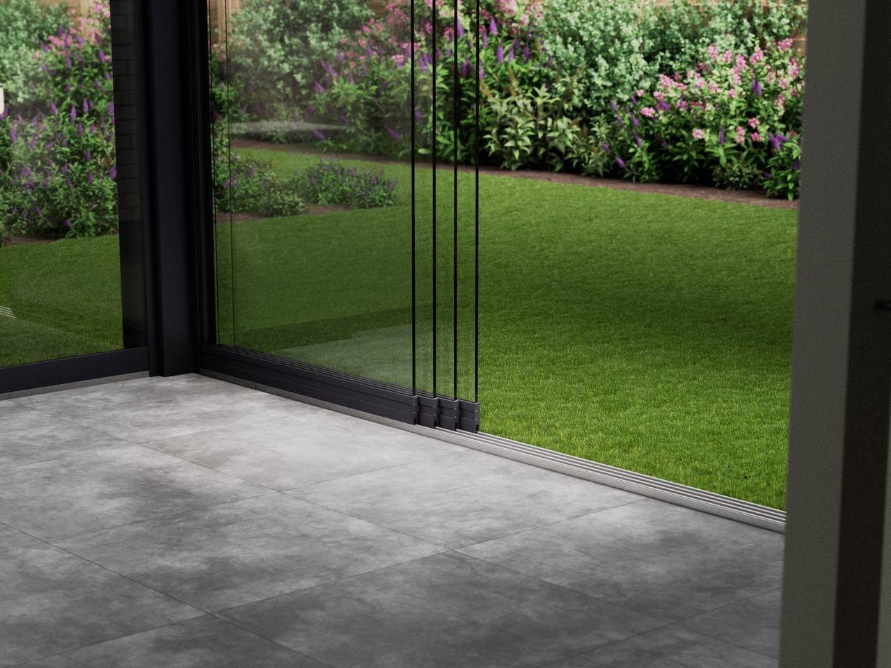 Glasschiebewand | 4-Schienen | 4x98cm | bis 3860mm breit