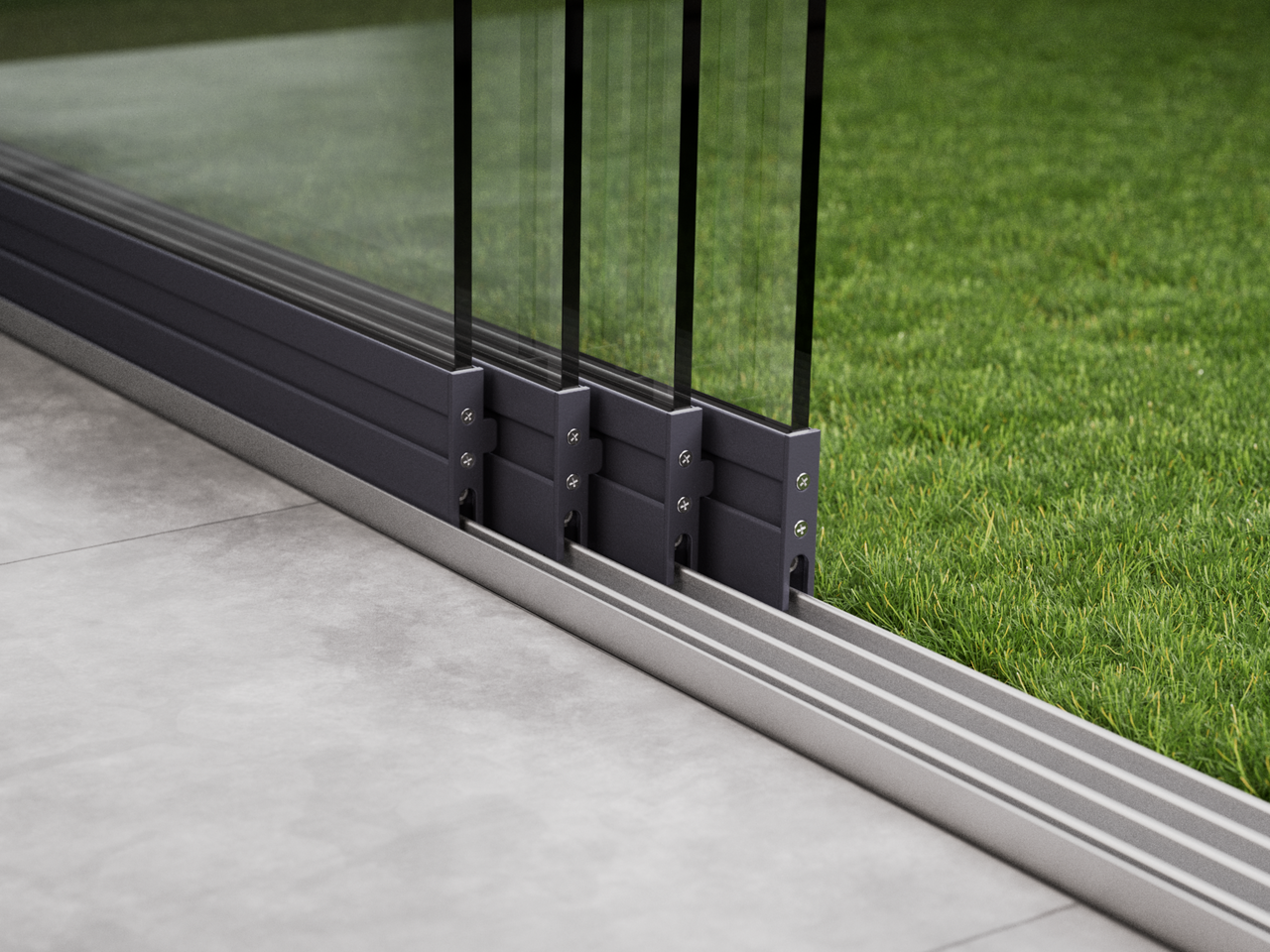 Glasschiebewand | 4-Schienen | 4x98cm | bis 3860mm breit