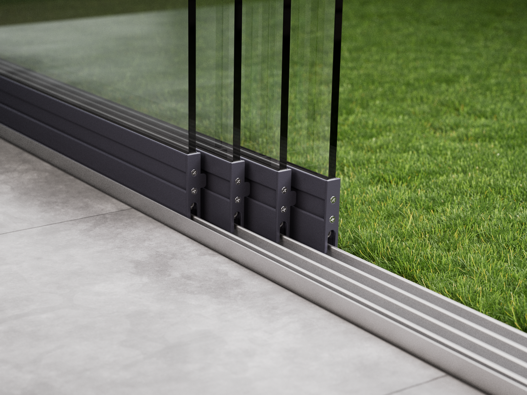 Glasschiebewand | 4-Schienen | 4x98cm | bis 3860mm breit