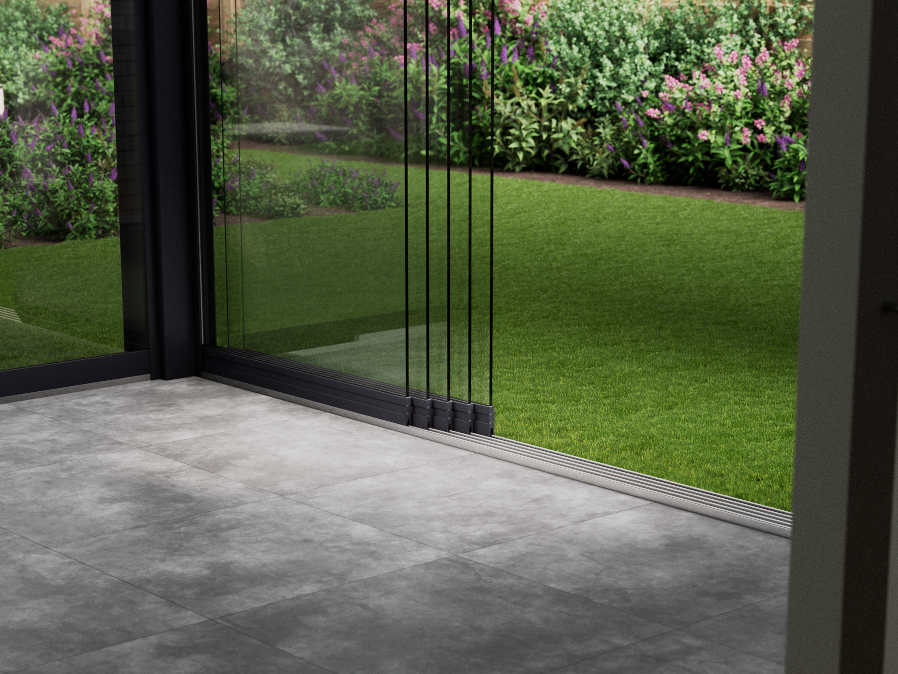Glasschiebewand | 5-Schienen | 5x90cm | bis 4420mm breit