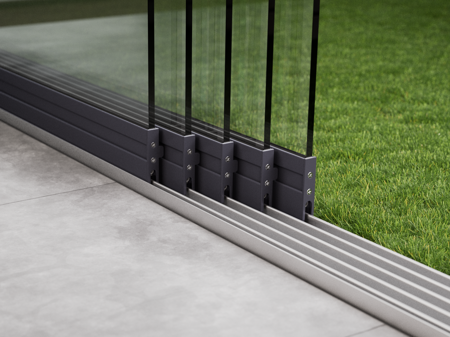 Glasschiebewand | 5-Schienen | 5x90cm | bis 4420mm breit