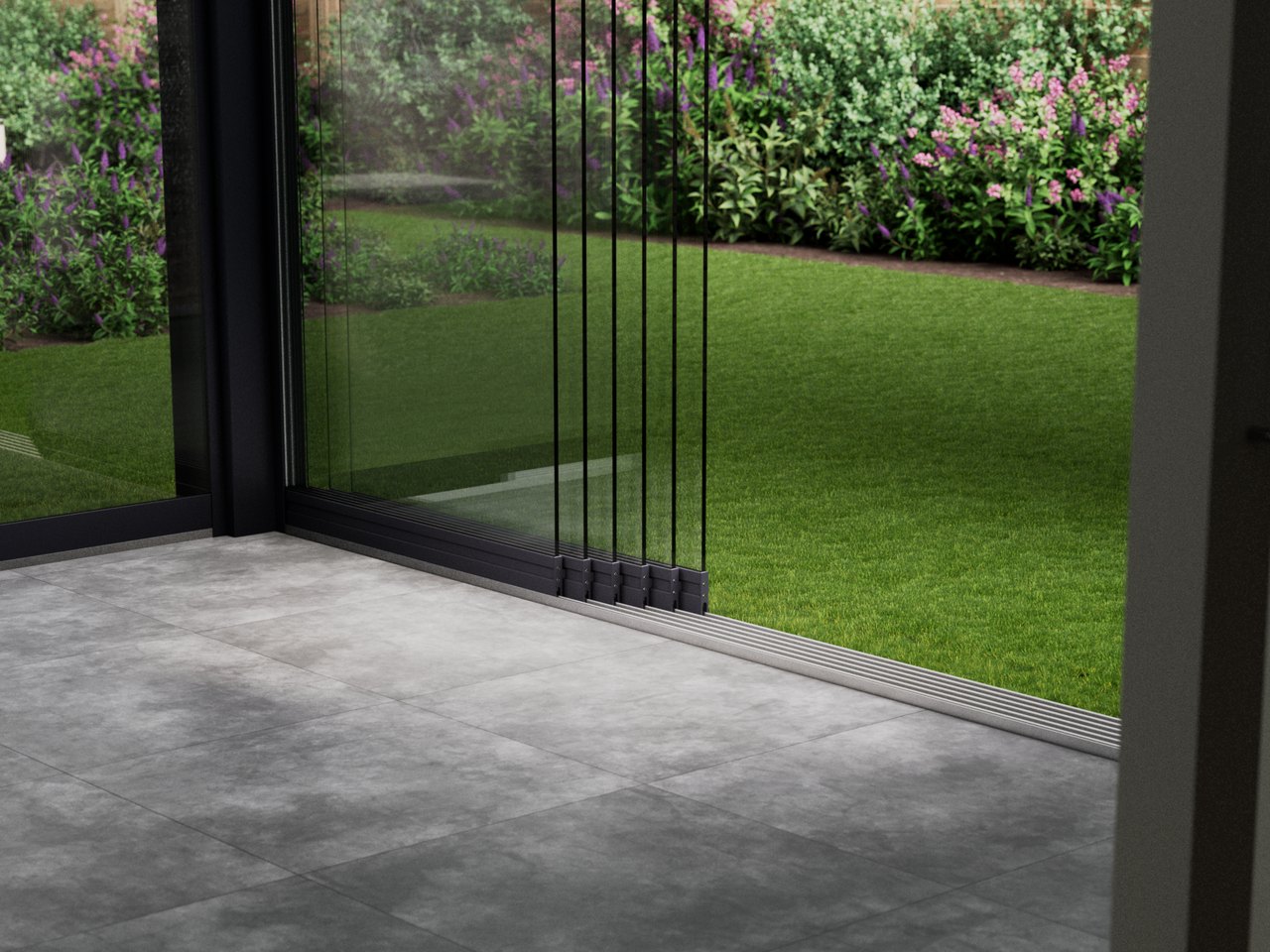 Glasschiebewand | 6-Schienen | 6x98cm | bis 5780mm breit