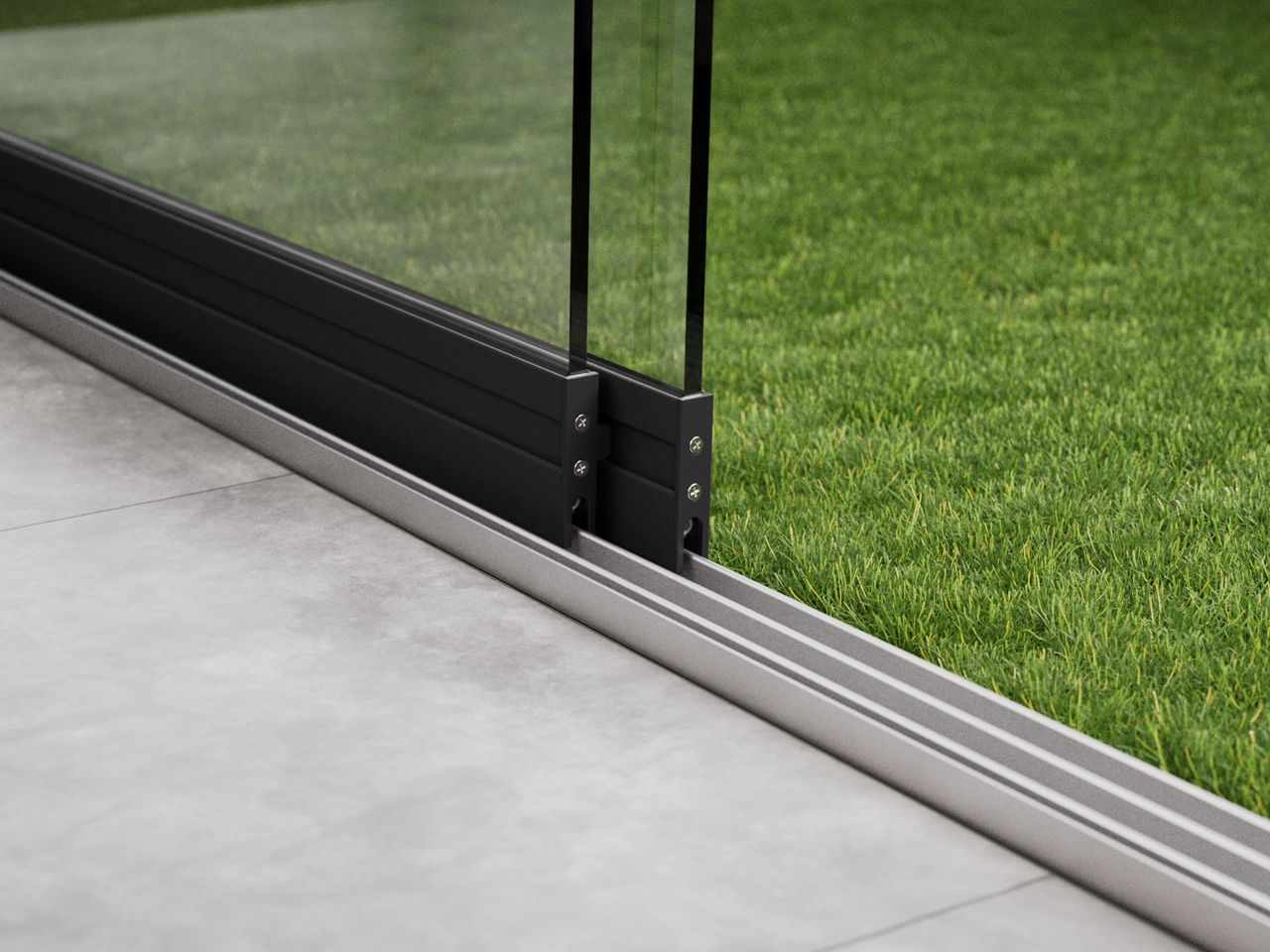 Glasschiebewand | 3-Schienen | 2x90cm | bis 1780mm breit