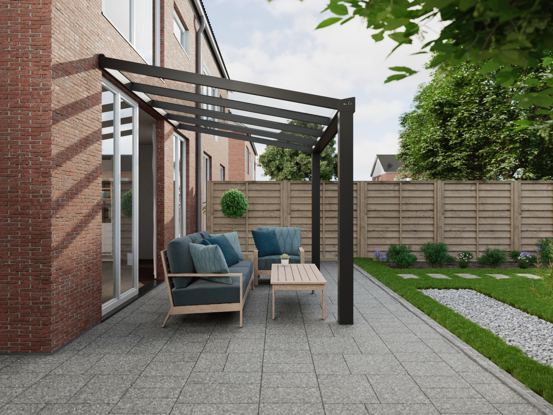 Terrassenüberdachung 4.06 m – Polycarbonatdach