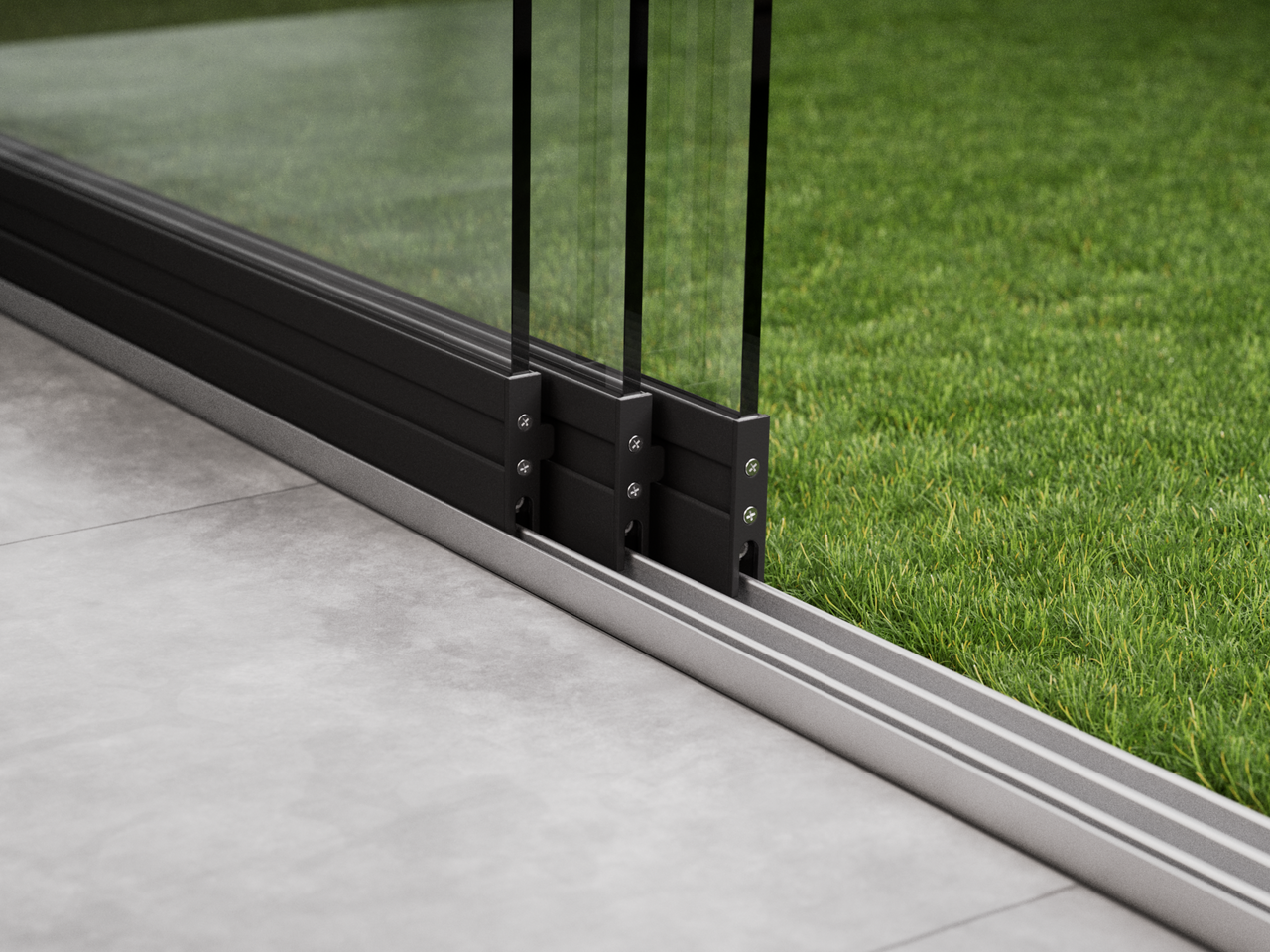 Glasschiebewand | 3-Schienen | 3x90cm | bis 2660mm breit