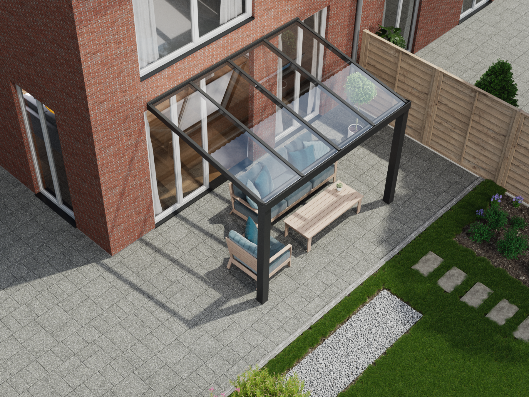 Terrassenüberdachung 4.06 m – Polycarbonatdach