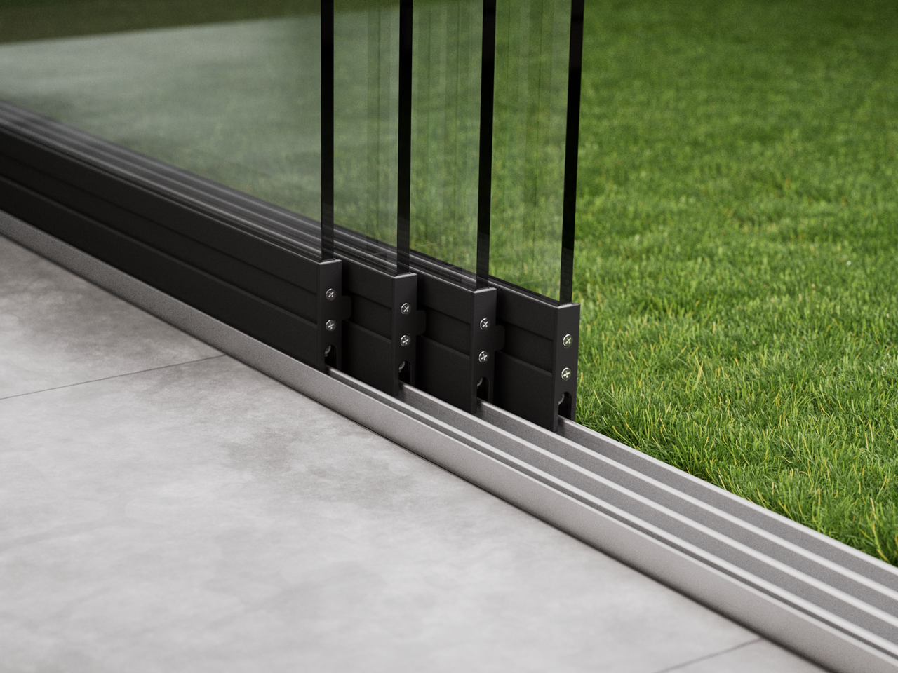 Glasschiebewand | 4-Schienen | 4x98cm | bis 3860mm breit