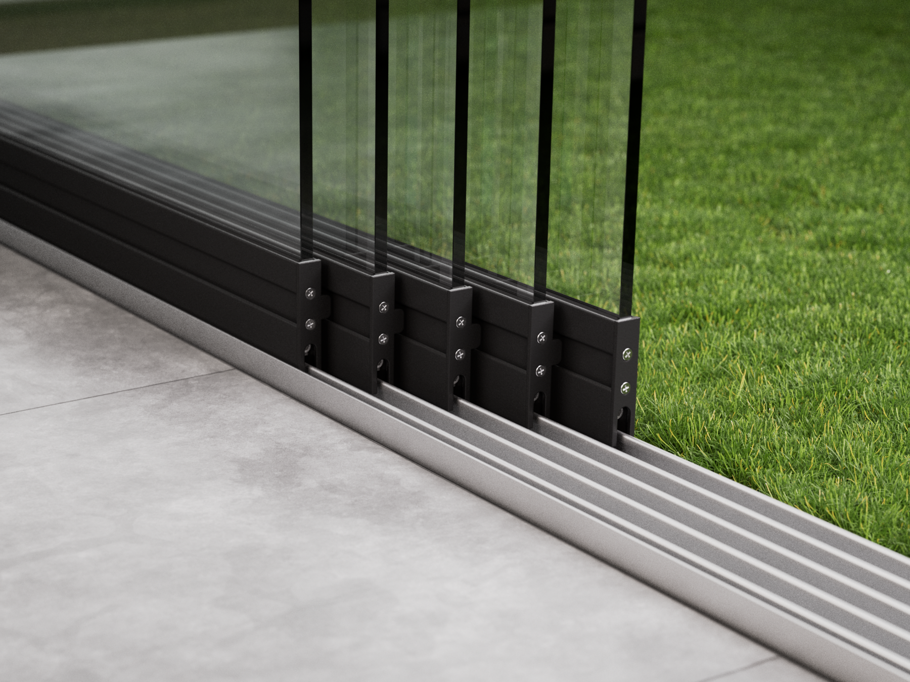 Glasschiebewand | 5-Schienen | 5x90cm | bis 4420mm breit