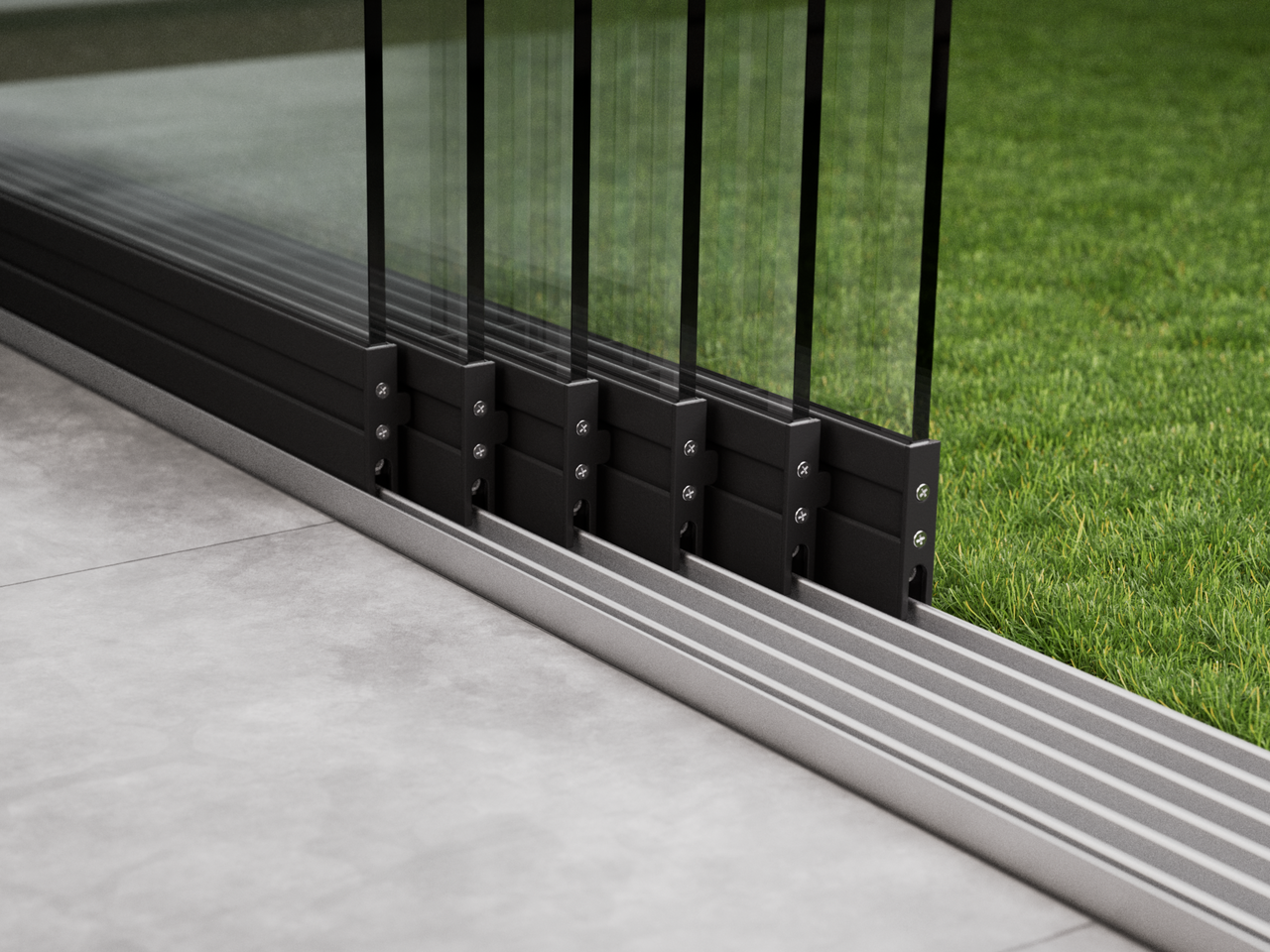 Glasschiebewand | 6-Schienen | 6x98cm | bis 5780mm breit