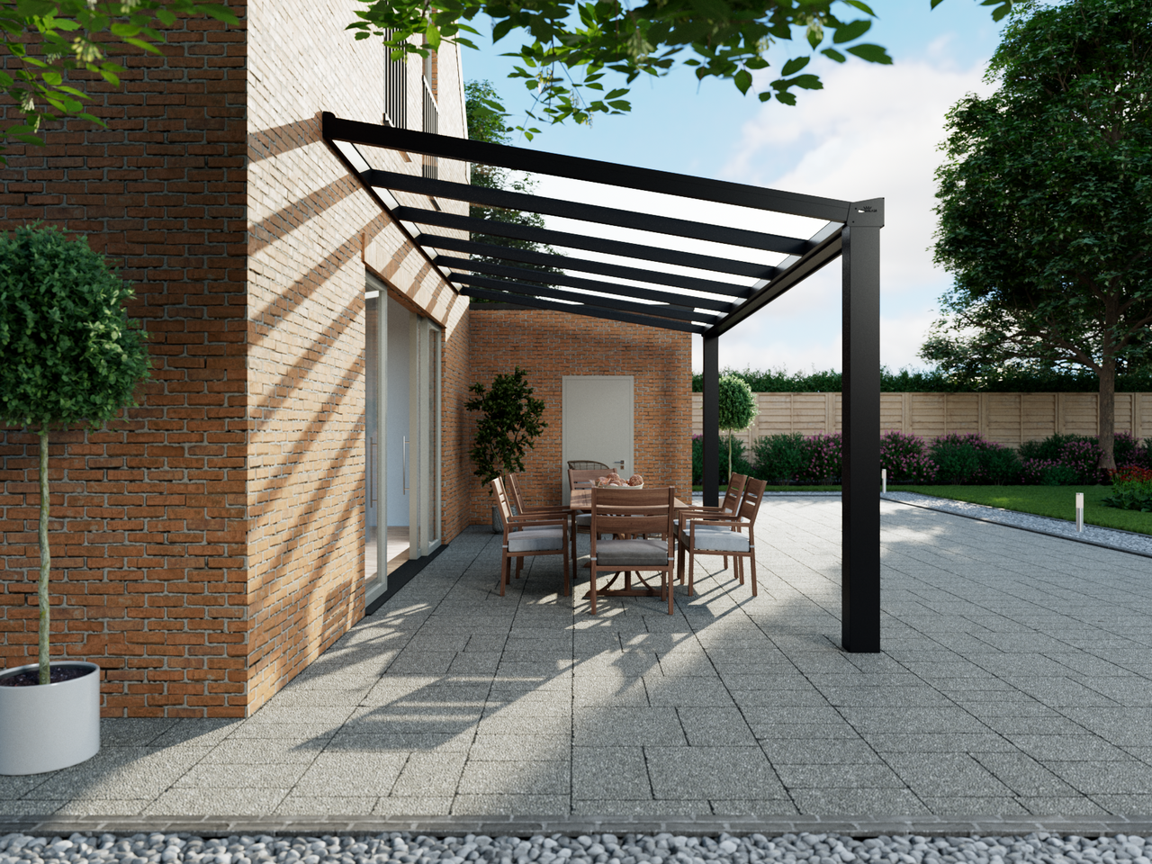 Terrassenüberdachung 6.06 m – Glasdach