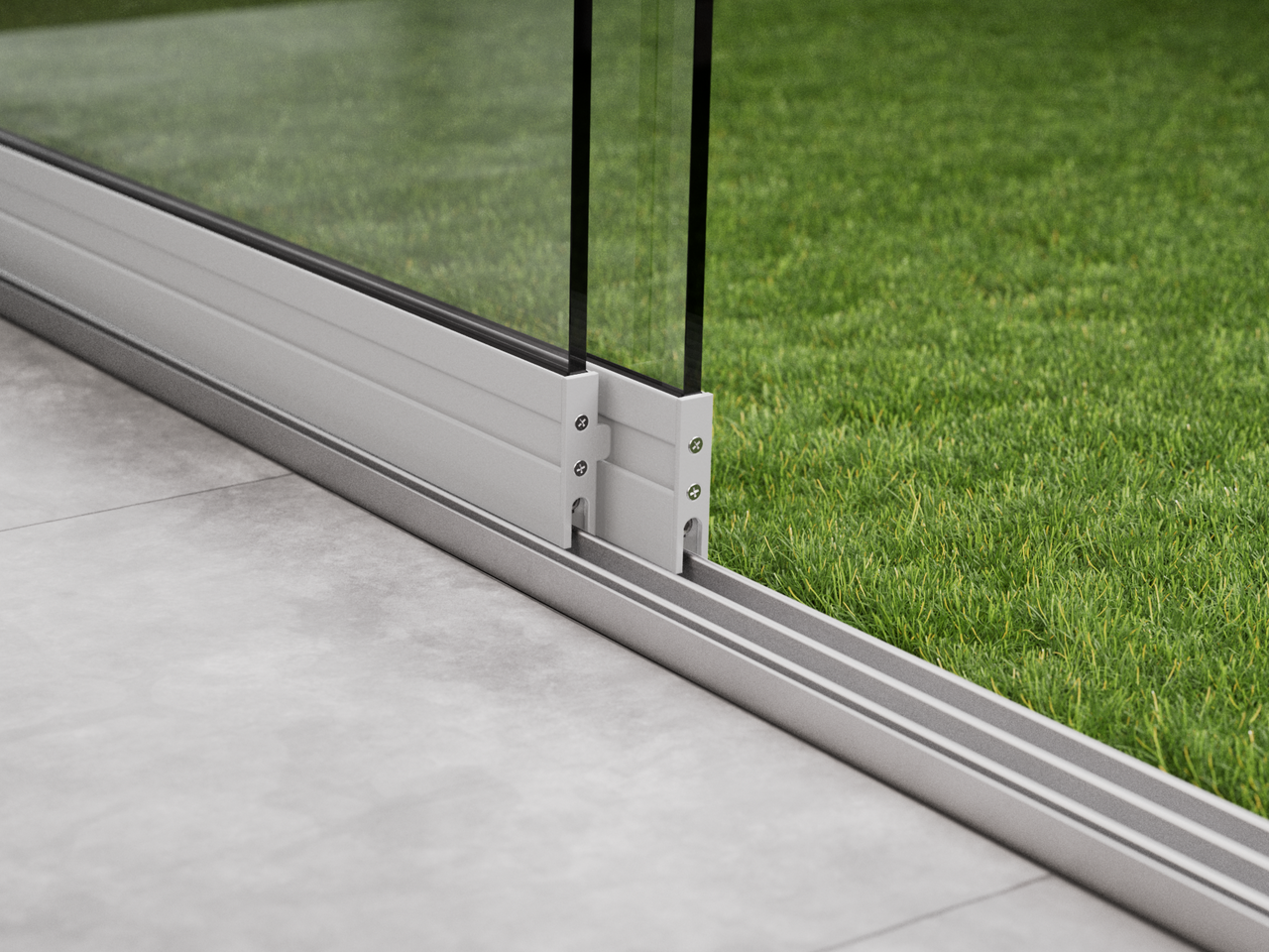 Glasschiebewand | 3-Schienen | 2x98cm | bis 1940mm breit