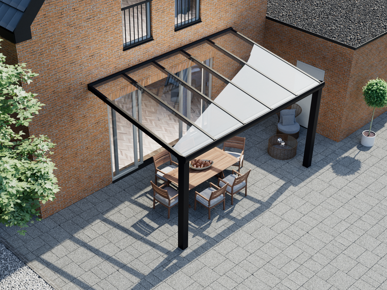 Terrassenüberdachung 5.06 m – Glasdach