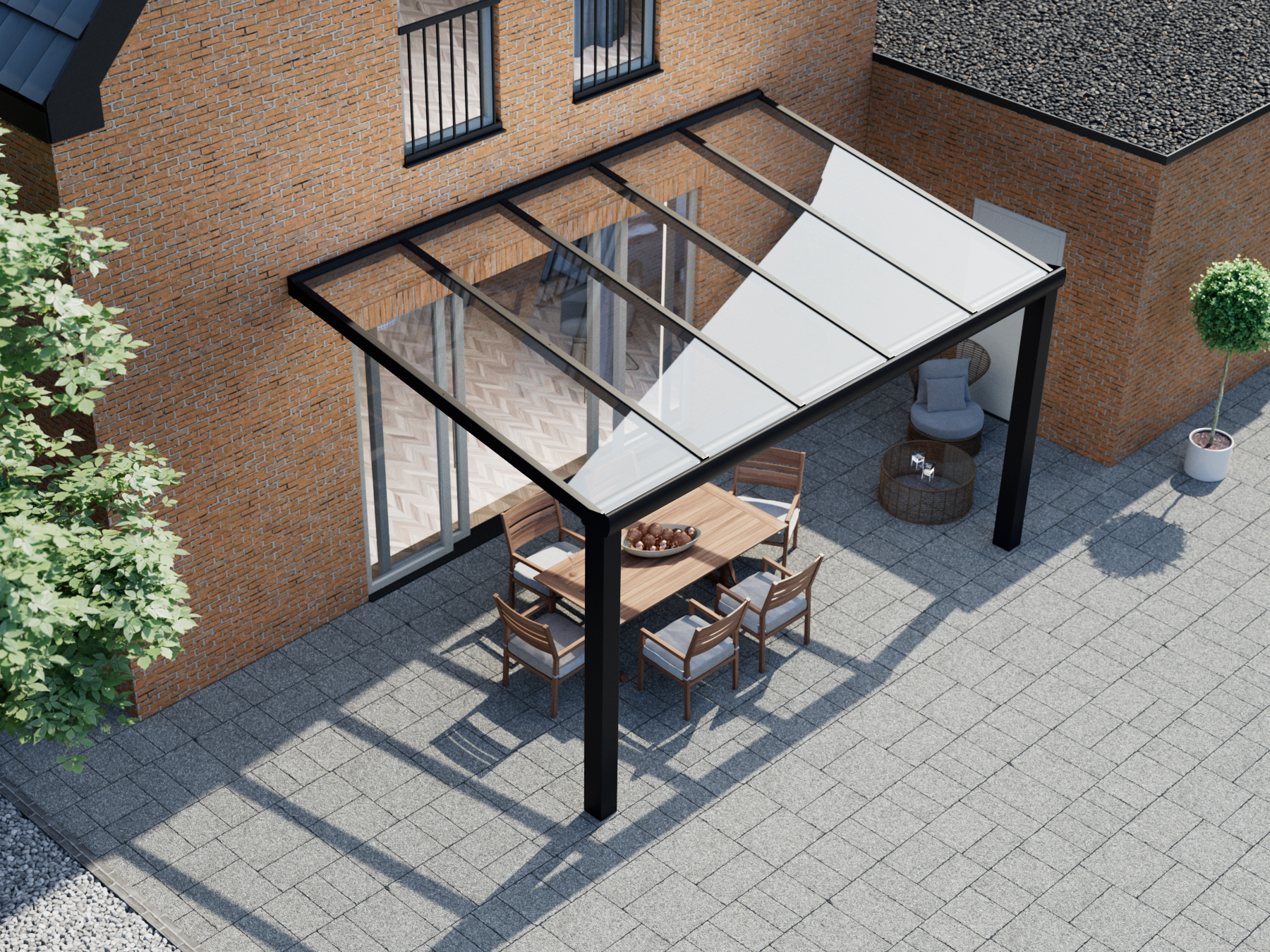 Terrassenüberdachung 5.06 m – Glasdach