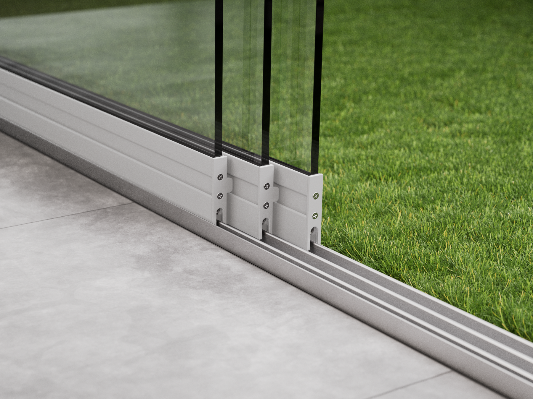 Glasschiebewand | 3-Schienen | 3x90cm | bis 2660mm breit