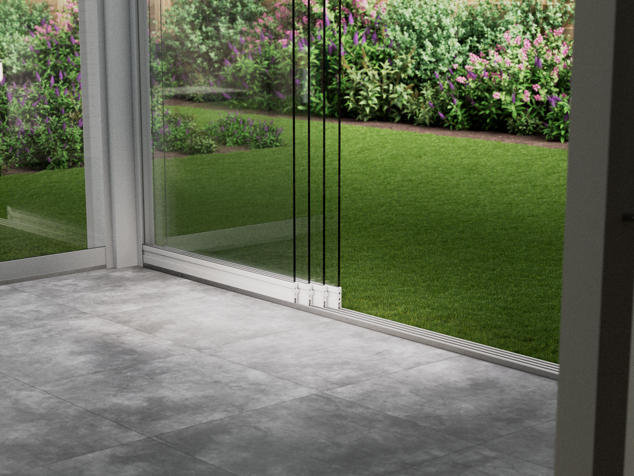 Glasschiebewand | 4-Schienen | 4x98cm | bis 3860mm breit