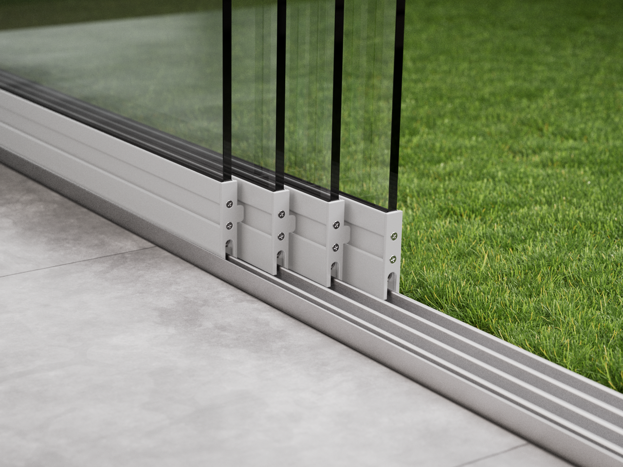 Glasschiebewand | 4-Schienen | 4x98cm | bis 3860mm breit