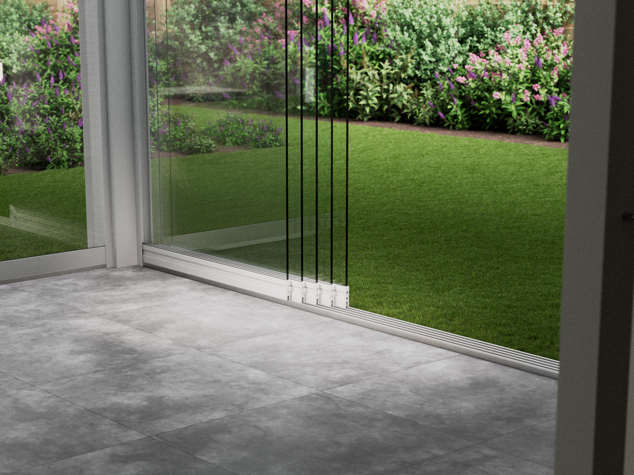 Glasschiebewand | 5-Schienen | 5x90cm | bis 4420mm breit