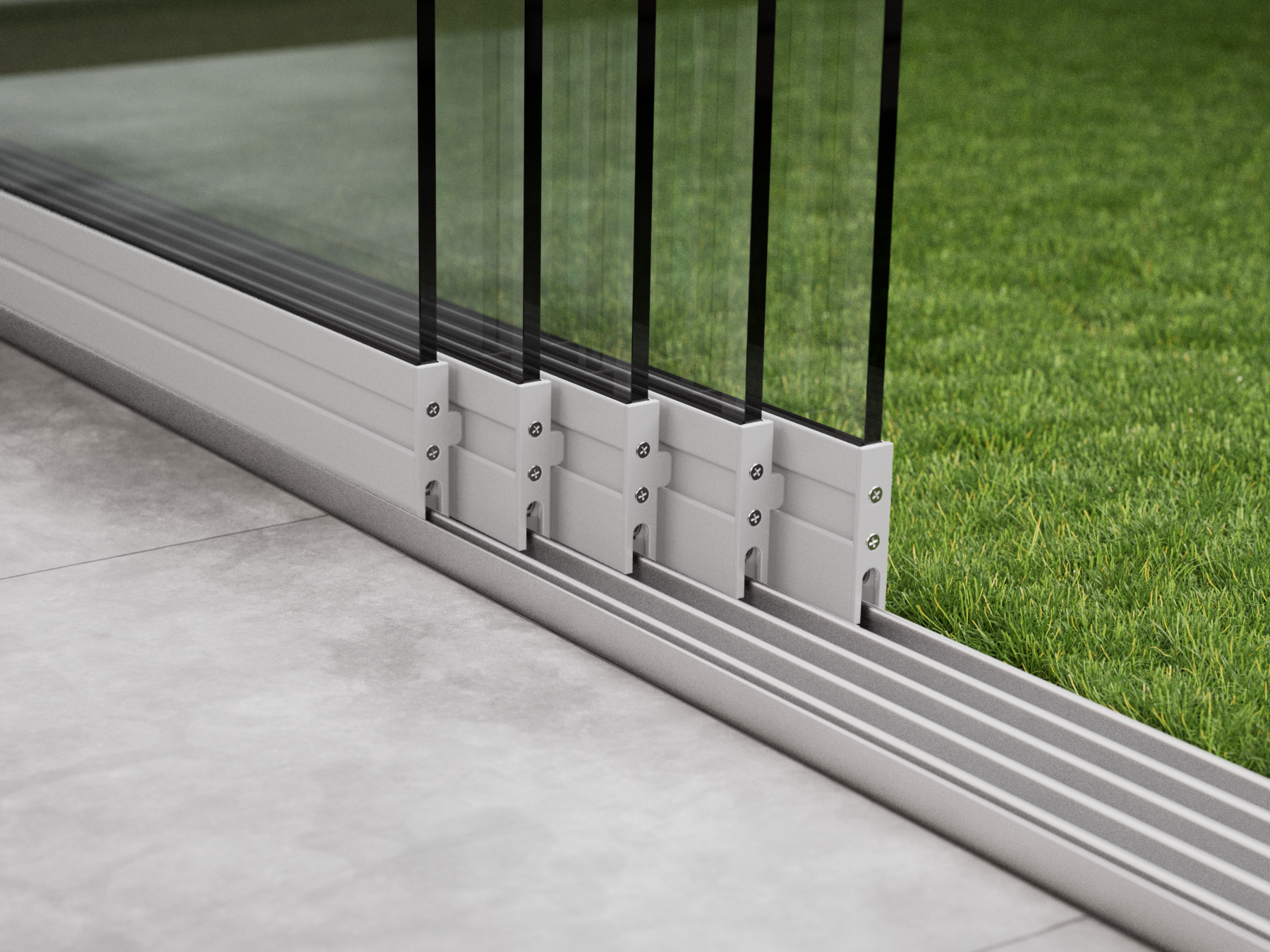 Glasschiebewand | 5-Schienen | 5x98cm | bis 4820mm breit