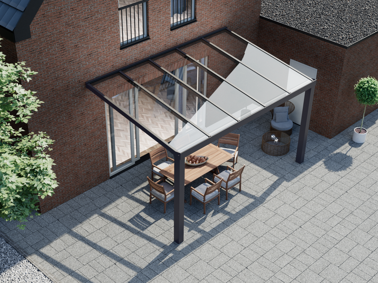 Terrassenüberdachung 5.06 m – Glasdach