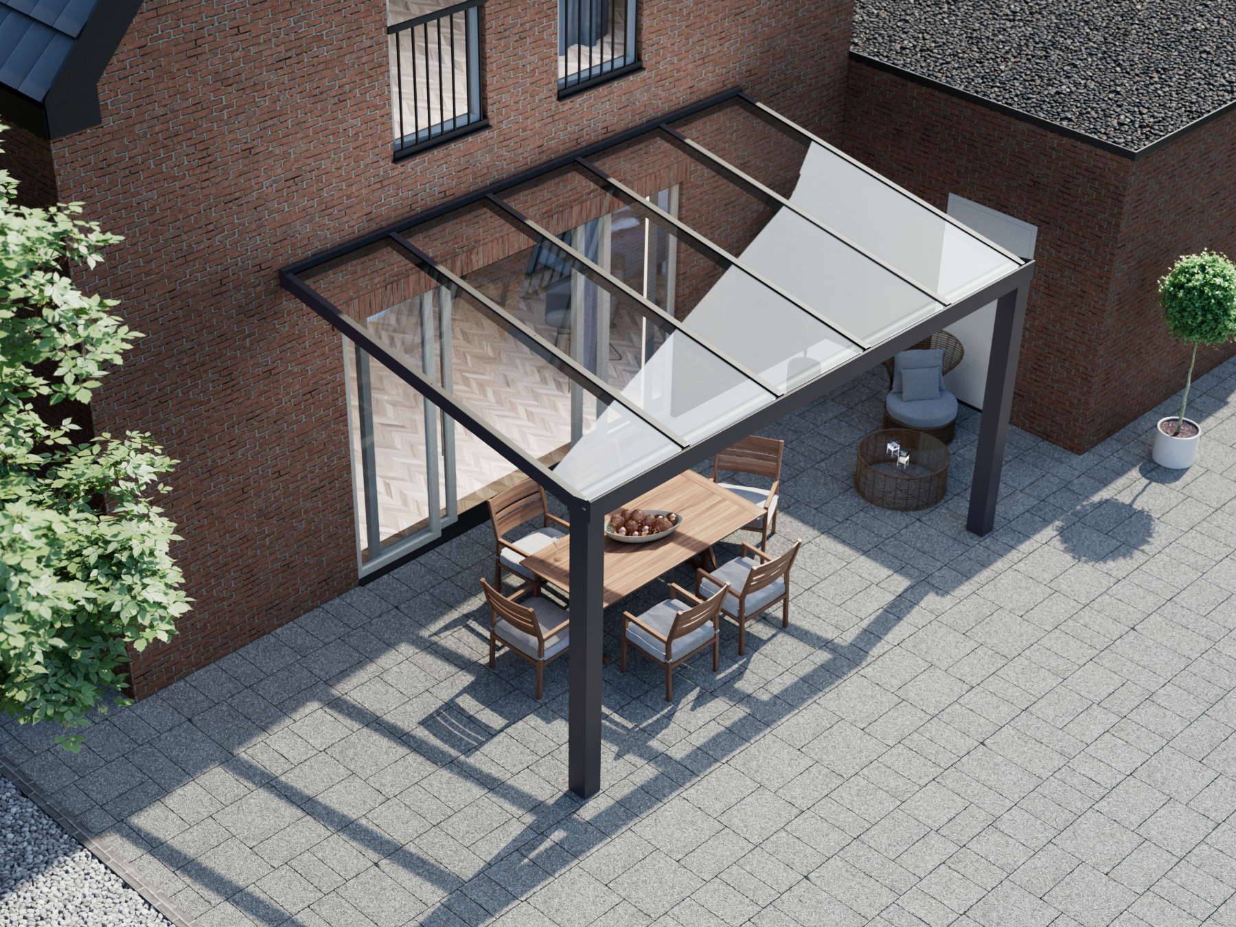 Terrassenüberdachung 5.06 m – Glasdach