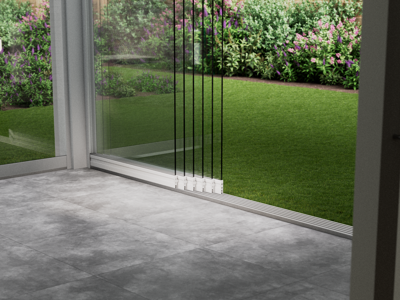 Glasschiebewand | 6-Schienen | 6x103cm | bis 6000mm breit