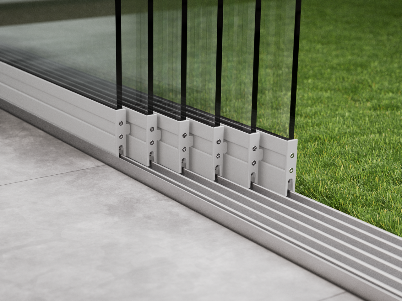 Glasschiebewand | 6-Schienen | 6x103cm | bis 6000mm breit