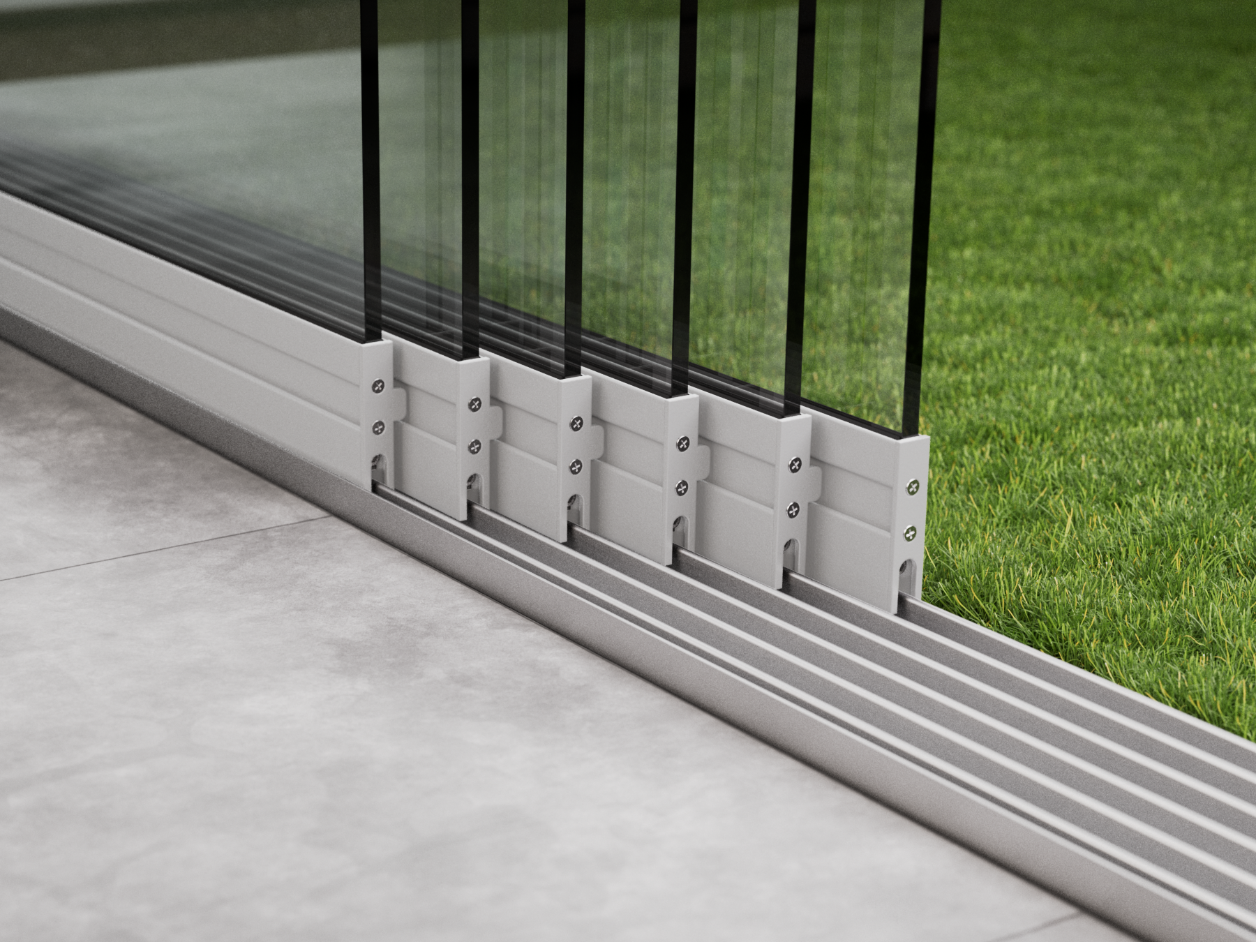 Glasschiebewand | 6-Schienen | 6x103cm | bis 6000mm breit