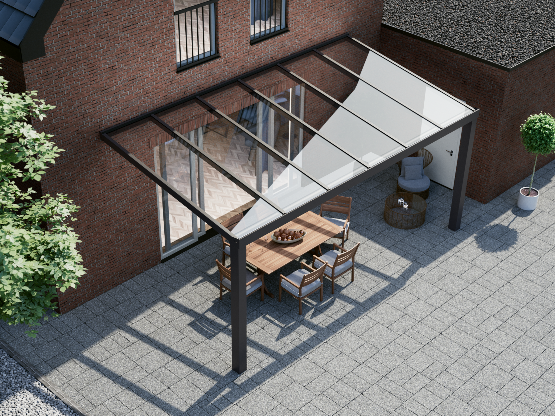Terrassenüberdachung 6.06 m – Glasdach
