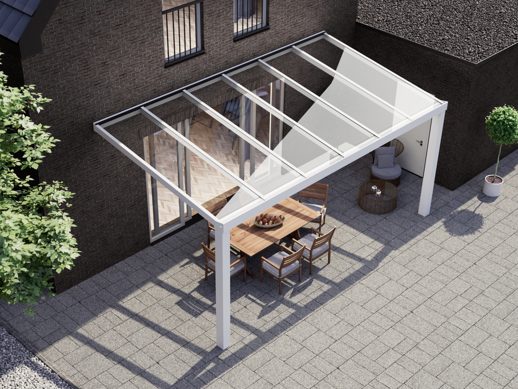Terrassenüberdachung 6.06 m – Glasdach