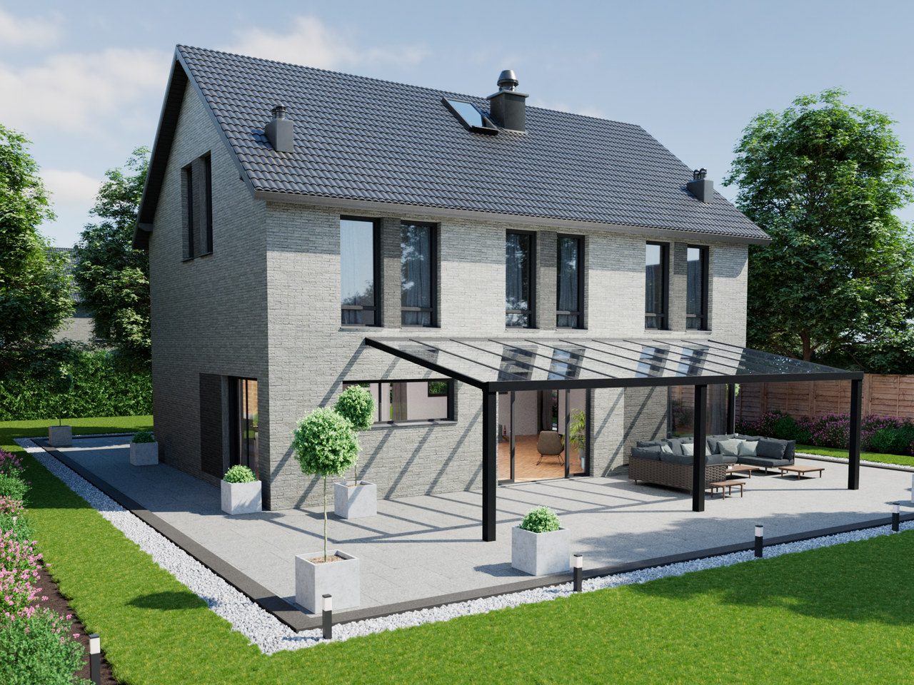 Terrassenüberdachung 10.06 m – Glasdach