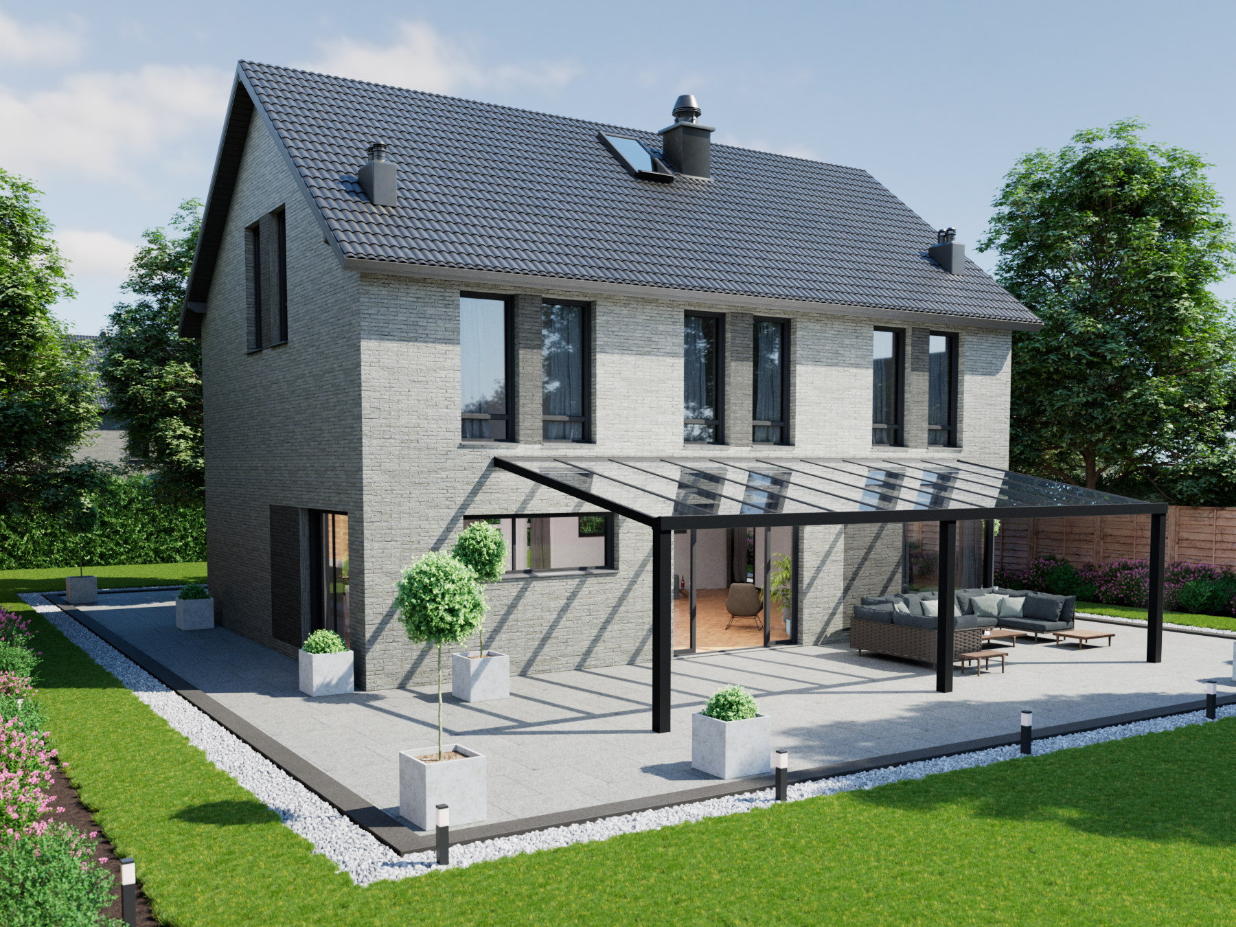 Terrassenüberdachung 10.06 m – Glasdach