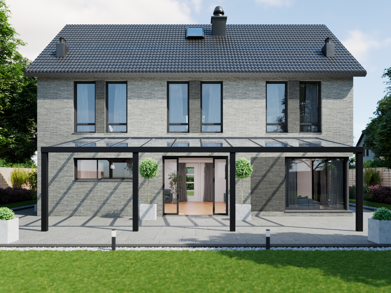 Terrassenüberdachung 10.06 m – Glasdach