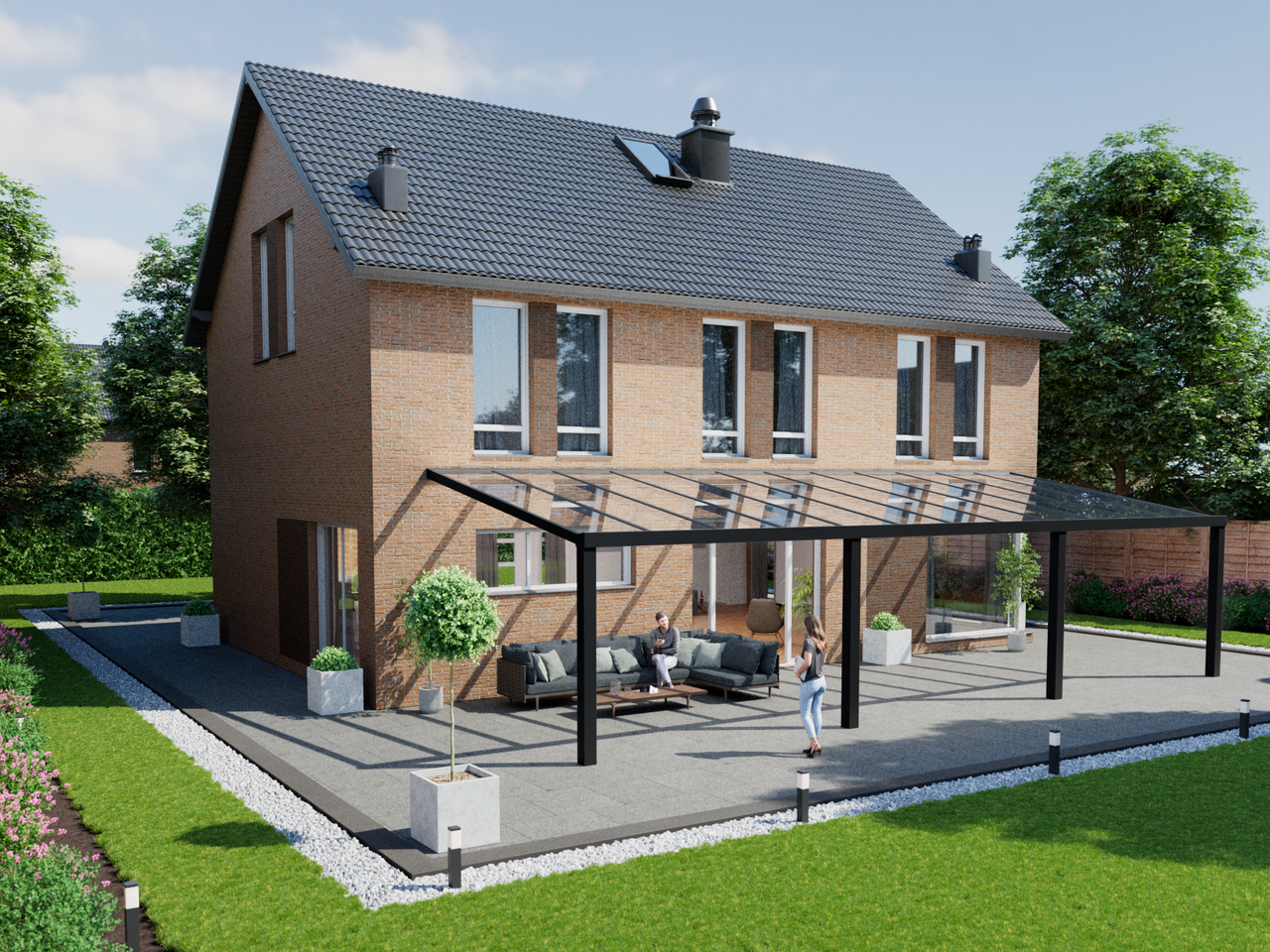 Terrassenüberdachung 12.06 m – Glasdach