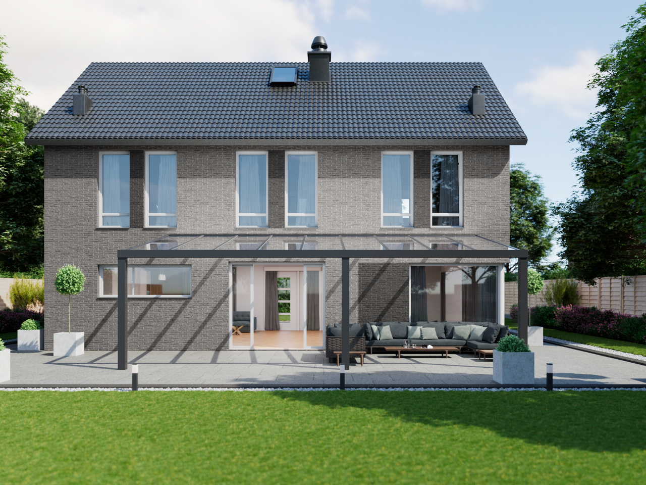 Terrassenüberdachung 9.06 m – Polycarbonatdach