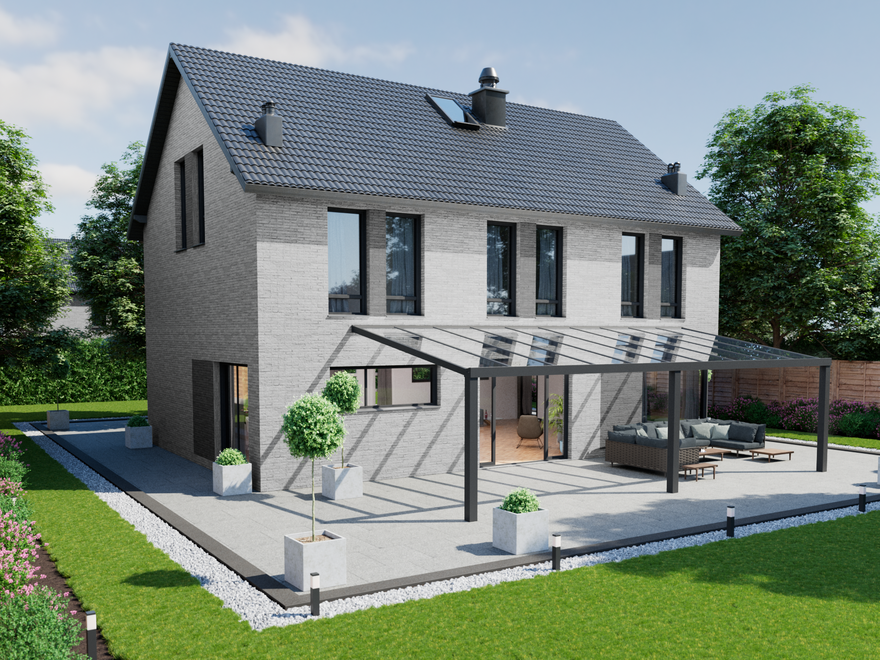 Terrassenüberdachung 10.06 m – Glasdach