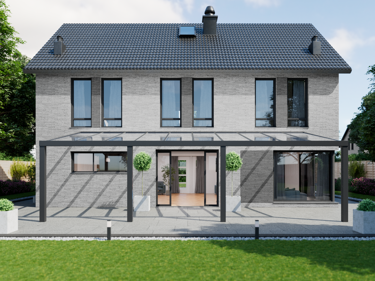 Terrassenüberdachung 10.06 m – Glasdach