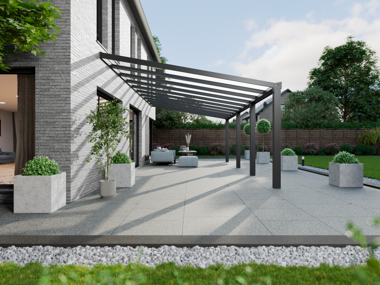 Terrassenüberdachung 10.06 m – Glasdach
