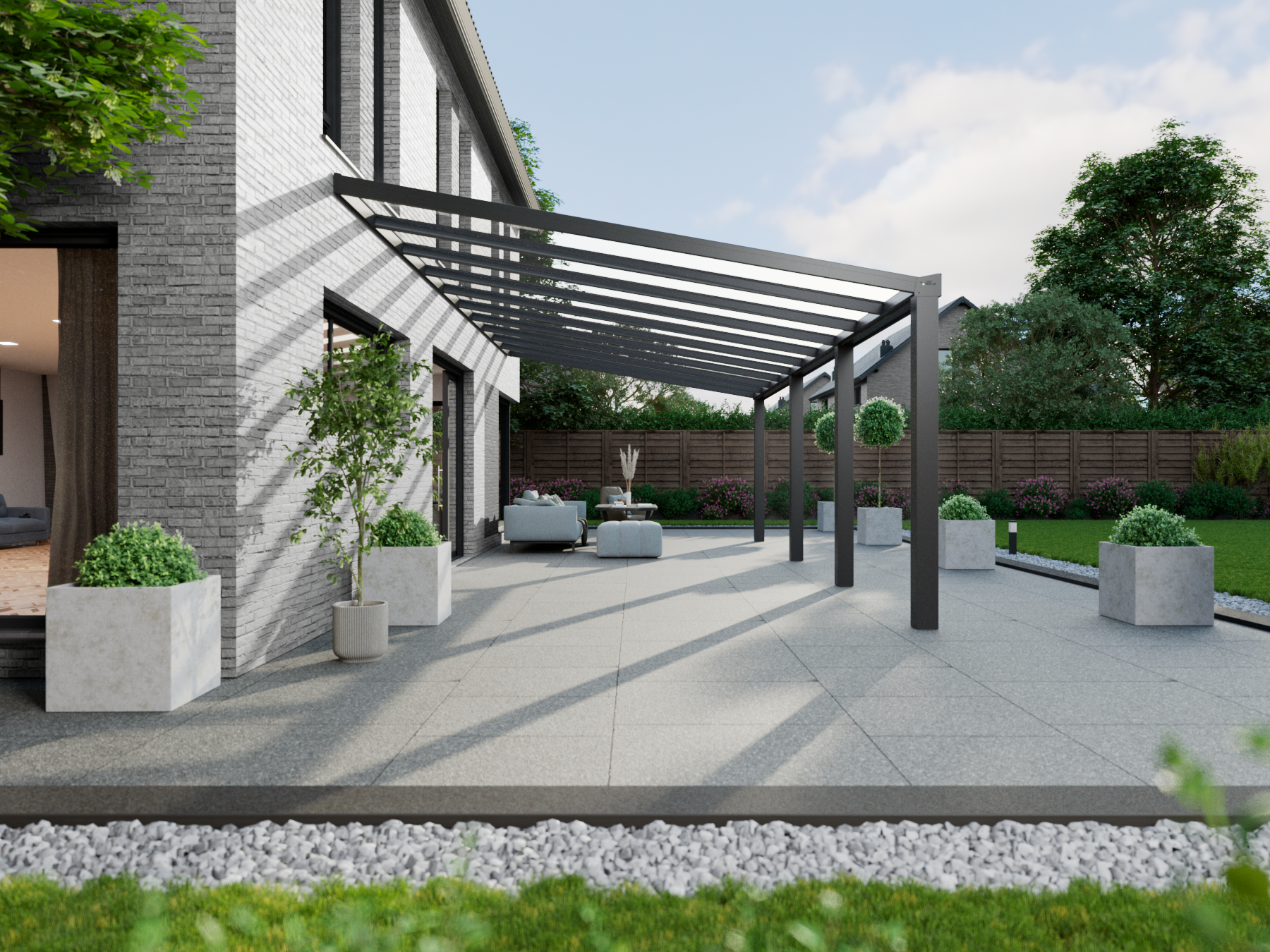 Terrassenüberdachung 10.06 m – Glasdach