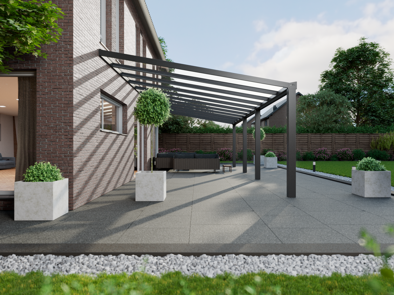 Terrassenüberdachung 11.06 m – Polycarbonatdach