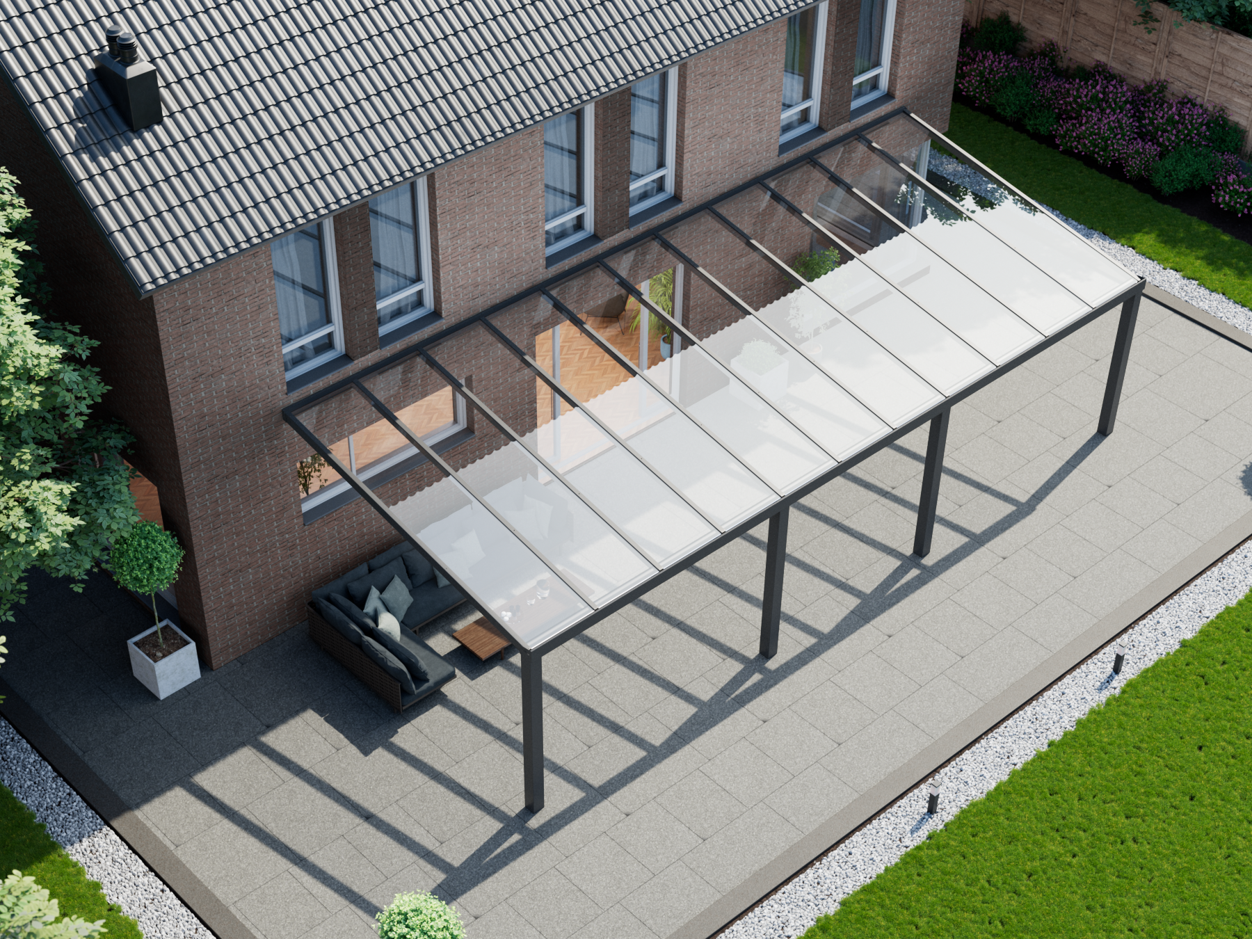 Terrassenüberdachung 11.06 m – Polycarbonatdach