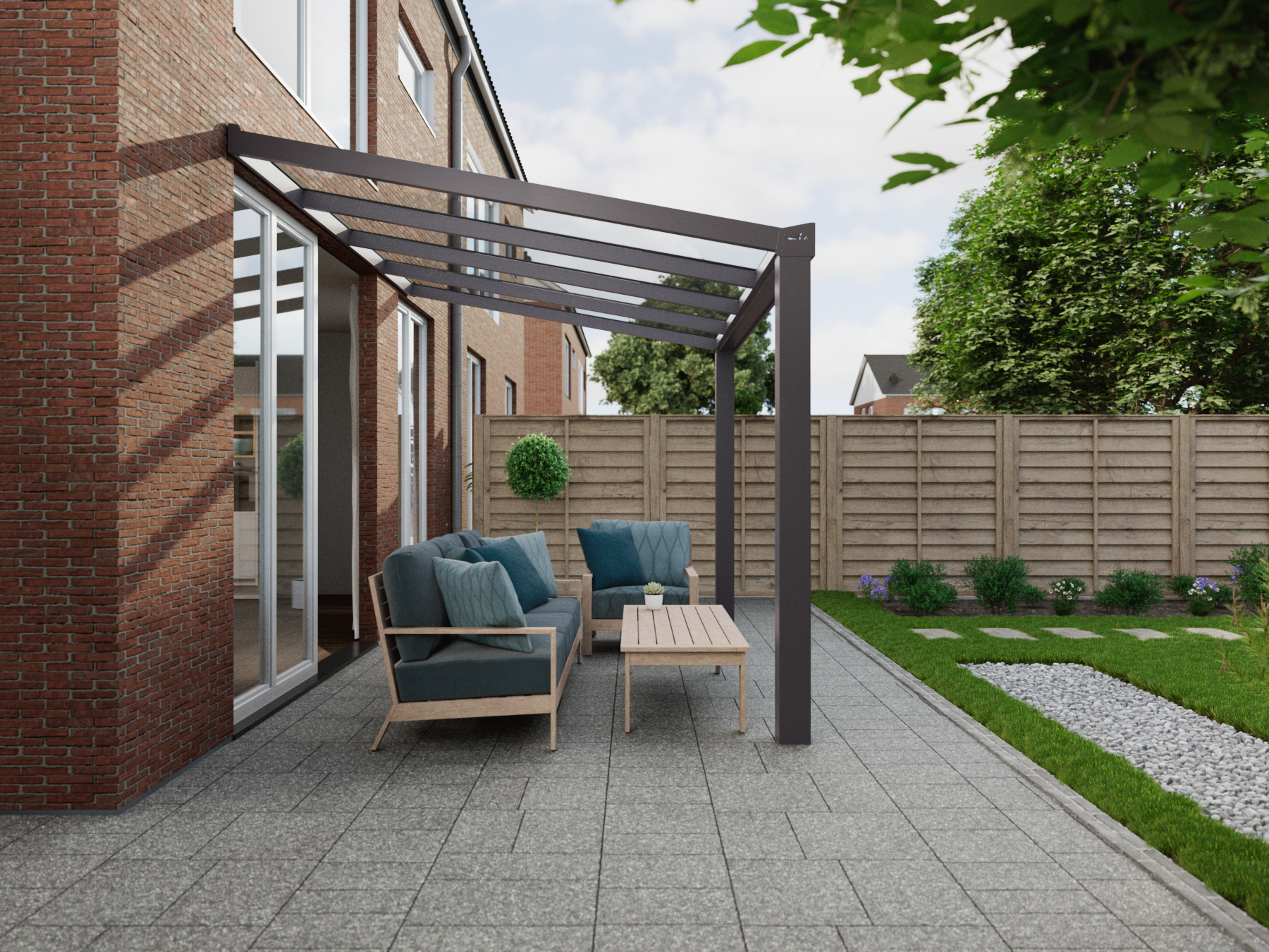 Terrassenüberdachung 4.06 m – Polycarbonatdach