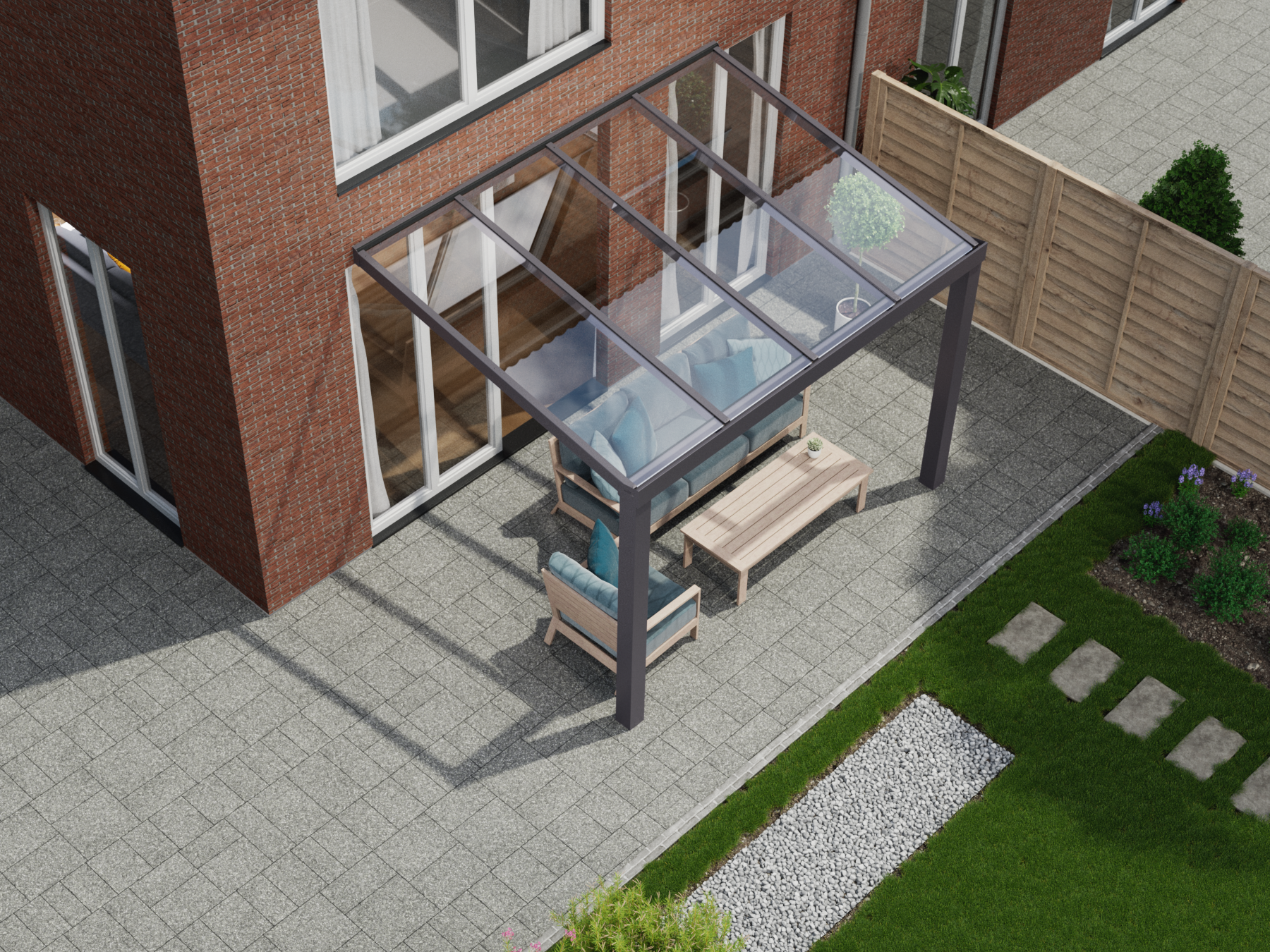 Terrassenüberdachung 4.06 m – Glasdach