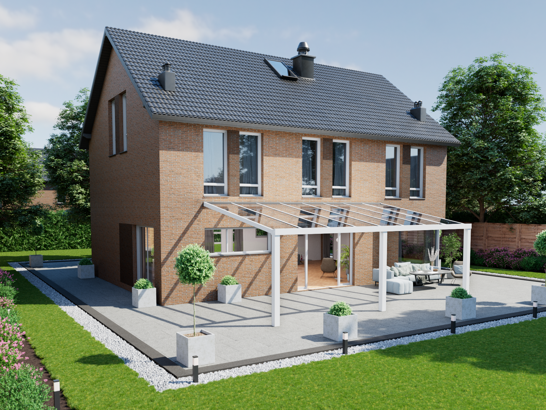 Terrassenüberdachung 8.06 m – Glasdach