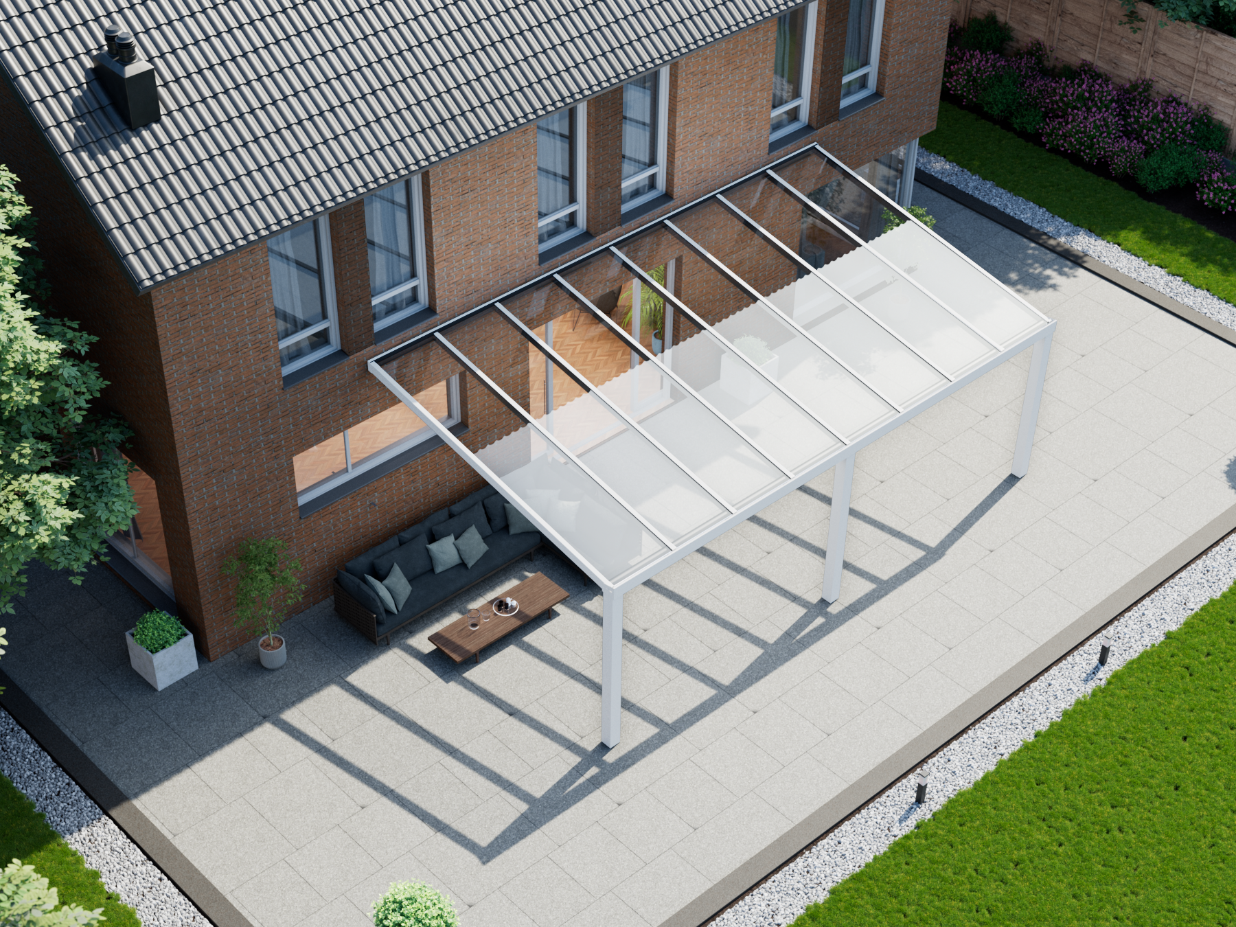 Terrassenüberdachung 8.06 m – Glasdach
