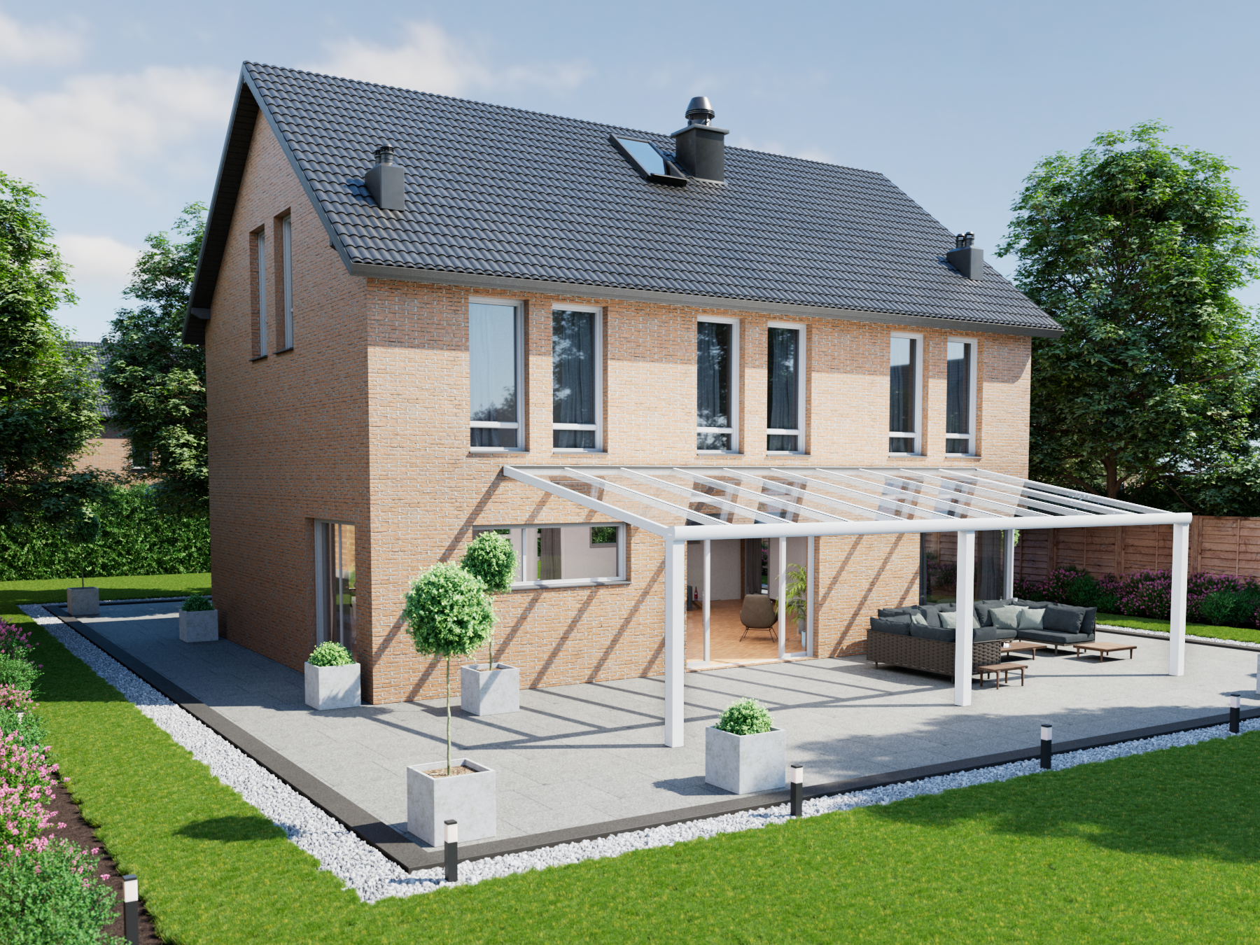 Terrassenüberdachung 10.06 m – Glasdach