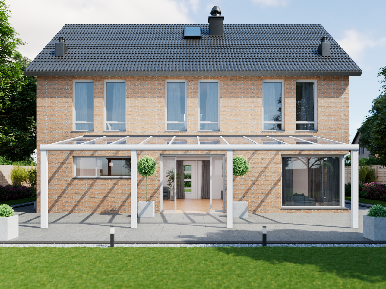 Terrassenüberdachung 10.06 m – Glasdach